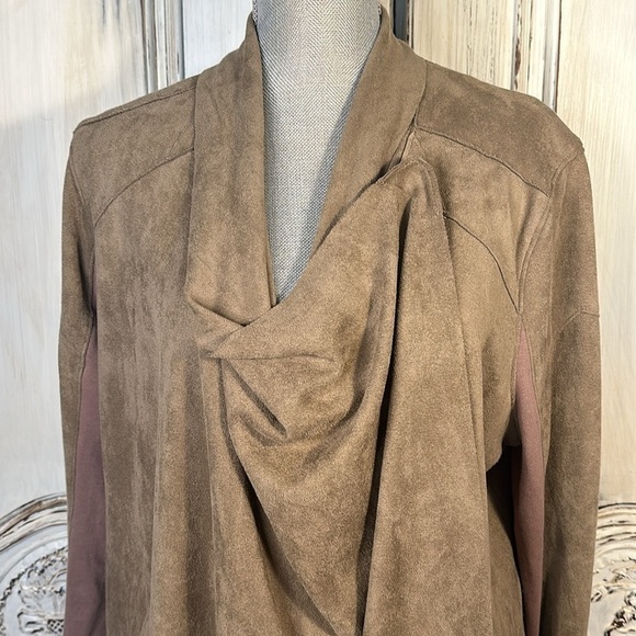 BLANKNYC Artsy Boho Minimalist Ultra Suede Cowl Cardigan Lightweight Jacket S/XL - Picture 4 of 15